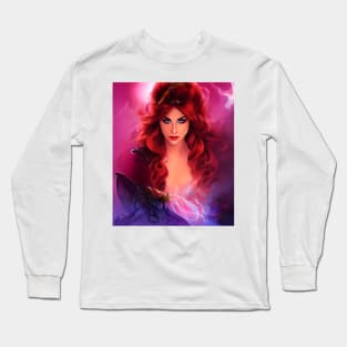 Beautiful Woman in Magical Color Spwirl Long Sleeve T-Shirt